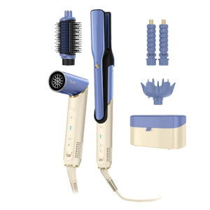 Glam Multistyler, Seche cheveux avec séchage rapide, Brosse soufflante et volumisante, Lisseur cheveux, Avec boucleurs auto-enroulants, Sans dommage