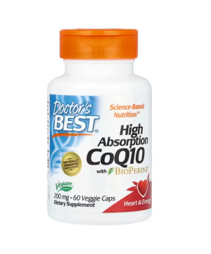 DOCTOR'S BEST Koenzym Q10 200 mg i Piperyna BioPerine - Vegan (60 kaps.)