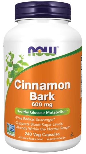 NOW FOODS Cinnamon Bark - Cynamon 600 mg (240 kaps.)