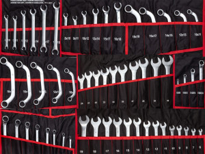 Klucze płasko oczkowe torx wygięte typ C półotwarte 47 sztuk (płachta)