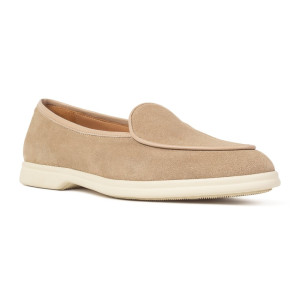 Buty damskie w stylu belgian loafers, zamsz, szary 41