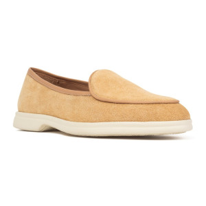 Buty damskie w stylu belgian loafers, zamsz, miodowy 39