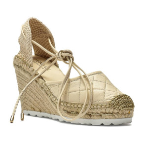Espadryle skórzane na koturnie ivory 36