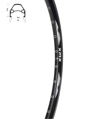 Koło przód 27,5" Disc piasta XMX-A291 hamulec tarczowy, łożyska maszynowe, obręcz YKL-D23 nitowana czarna, szprychy czarne