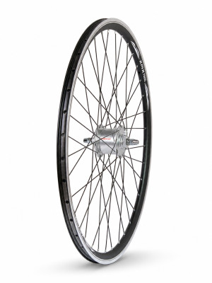 Koło przednie 28" obręcz stożkowa XMX czarna piasta Shimano z prądnicą