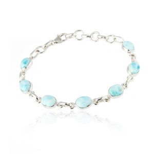 Bransoletka srebrna  „błękit karaibów” – larimar, który
