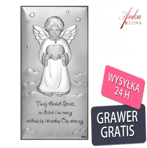 Srebrny obrazek twój anioł stróż   - 6* 12 cm