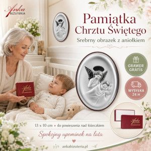 Aniołek modlący się nad śpiącym dzieciątkiem-pamiątka dla