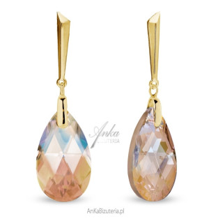 Kolczyki srebrne pozłacane swarovski lacrima -  colorado topaz