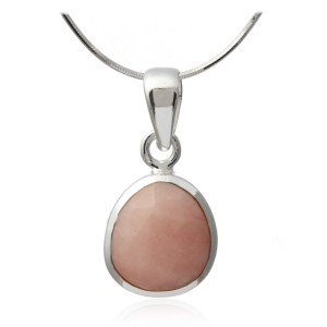 Zawieszka srebrna rose aura z naturalnym różowym opalem –