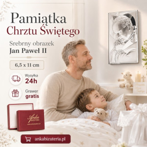 Srebrna pamiątka papież jan paweł ii obrazki srebrne 6,5 cm x 11 cm