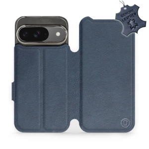 OUTLET: Etui z naturalnej skóry do Google Pixel 9, Mobiwear Leather, granatowe