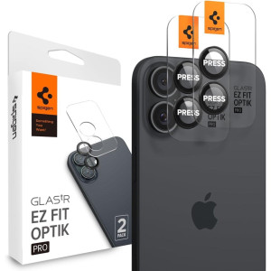 Szkło na aparat Spigen Glas.tR Ez Fit Optik Pro 2-Pack do iPhone 17 / 16 Plus / 16, czarne