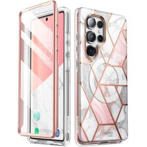 Etui pancerne Supcase i-Blason Cosmo Mag SP do MagSafe do Galaxy S25 Ultra, marmurowo-różowe