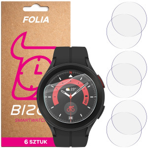 Folia ochronna na ekran zegarka Bizon Watch Film HydroFlex do Galaxy Watch 3 / 5 Pro 45mm, 6 sztuk