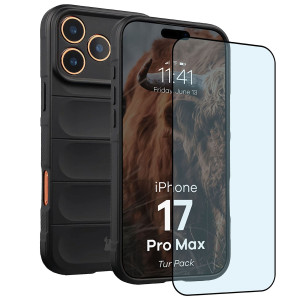 Pancerne etui + szkło hartowane Bizon Tur Pack do iPhone 17 Pro Max, czarne