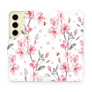 Etui z klapką do Galaxy S24, Mobiwear Book, różowa wiosna
