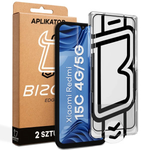 Szkło hartowane z ramką aplikacyjną Bizon Glass Aplikator Edge do Xiaomi Redmi 15C 4G / 5G, 2 zestawy