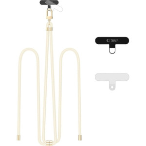 Smyczka na nadgarstek / ramię do telefonu Tech-Protect C7S Rope Wrist Strap, beżowa ze złotymi elementami