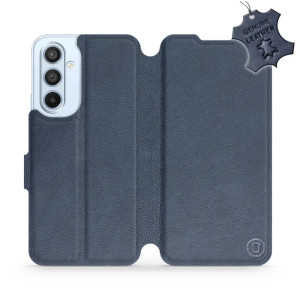 Etui z naturalnej skóry do Galaxy A54 5G, Mobiwear Leather, granatowe