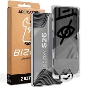 Szkło prywatyzujące z ramką aplikacyjną Bizon Glass Aplikator Shadow do Galaxy S26, 2 zestawy