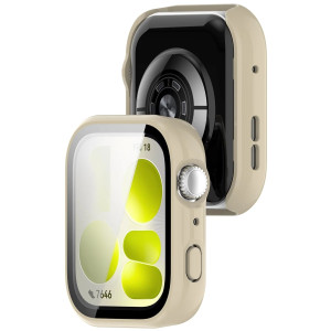 Etui ze szkłem do zegarka Bizon Case Watch Adamo do Huawei Watch Fit 5, beżowe