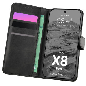 Etui z klapką Bizon Case Pocket do Xiaomi POCO X8 Pro, czarne