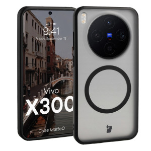 Etui z pierścieniem magnetycznym Bizon Case MatteO do Vivo X300, przydymione-czarne