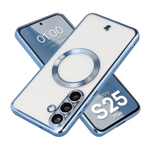 Etui z ochroną aparatu i pierścieniem magnetycznym Bizon Case GuardO do Galaxy S25 Plus, przezroczysto-niebieskie