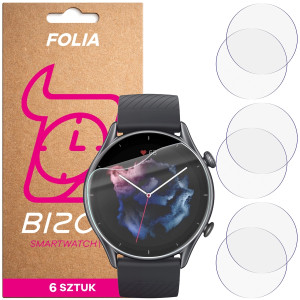 Folia ochronna na ekran zegarka Bizon Watch Film HydroFlex do Amazfit GTR 3, 6 sztuk