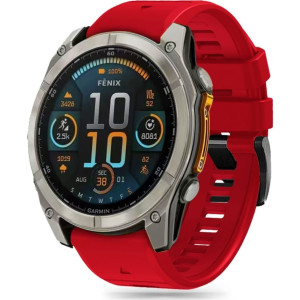 Pasek Tech-Protect Silicone Line, QuickFit 26 mm do Garmin Fenix 8 Pro (51 mm) / 8 / 7X Pro / 7X / 6X Pro, czerwony