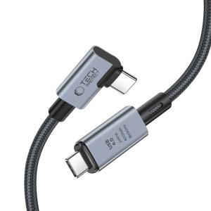 Kabel kątowy Tech-Protect UltraBoost Max "L" USB-C do USB-C 4.0 8K/60Hz, 240W PD TB4, 40Gbps, 1,5m, czarno-szary