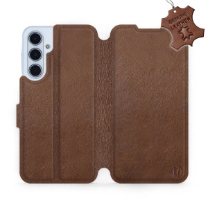 Etui z naturalnej skóry do Galaxy M35 5G, Mobiwear Leather, brązowe