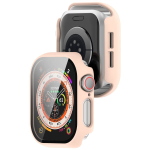 Etui ze szkłem do zegarka Bizon Case Watch Adamo do Apple Watch 11 / 10 42mm, różowe