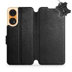 Etui z naturalnej skóry do Oppo Reno8T 5G, Mobiwear Leather, czarne
