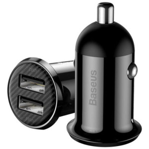 Ładowarka samochodowa Baseus Grain Pro 2x USB-A, 24W, 4.8A, czarna