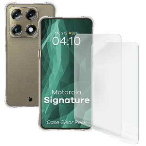 Elastyczne etui + 2x folia na ekran Bizon Case Clear Pack do Motorola Signature