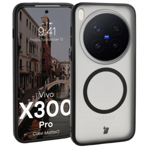 Etui z pierścieniem magnetycznym Bizon Case MatteO do Vivo X300 Pro, przydymione-czarne