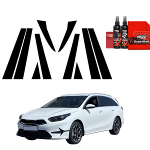 10w1 Czarna folia Grizz Protector na słupki do Kia Ceed Hatchback (2021-2025)