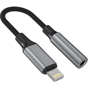Adapter audio z Lightning (męskie) do Minijack 3.5 mm (żeńskie), FIXED Link, ciemnoszary
