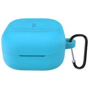 Silikonowe etui z karabińczykiem Bizon Case Headphone Silicone do Galaxy Buds 4 / 4 Pro, błękitne