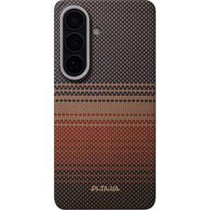 Etui aramidowe z programowalnymi przyciskami Pitaka Edge Case do Galaxy S26 Plus, do MagSafe, Aaron Button, brązowo-czarne