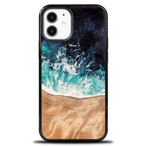 Drewniane etui do iPhone 12 Mini, Bewood Unique Dream Island, niebiesko-brązowe