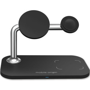 Ładowarka indukcyjna 3w1 Mobile Origin Wireless Charger 15W do iPhone/Apple Watch/AirPods, czarna