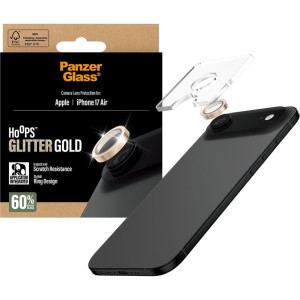 Szkło hartowane na aparat z aplikatorem PanzerGlass Hoops Glitter Gold Camera Lens Protector do iPhone Air, przezroczysto-złote