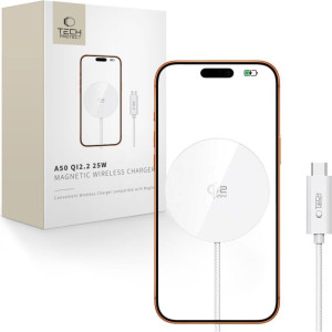Ładowarka indukcyjna Tech-Protect A50 Qi 2.2 25W do MagSafe, biała