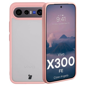 Etui Bizon Case Angelo do Vivo X300 FE, półprzezroczyste z jasnoróżową ramką