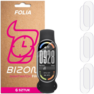 Folia ochronna na ekran zegarka Bizon Watch Film HydroFlex do Xiaomi Smart Band 10, 6 sztuk