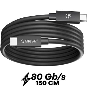 Kabel Thunderbolt 5 USB-C - USB-C, Orico TBZ5, 240W,  80Gb/s, USB4, 1.5 m, czarny