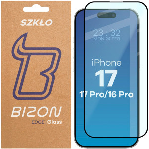 Szkło hartowane Bizon Glass Edge do iPhone 16 Pro / 17 / 17 Pro, czarna ramka